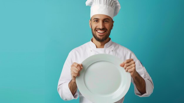 Šťastný kuchár s tanierom